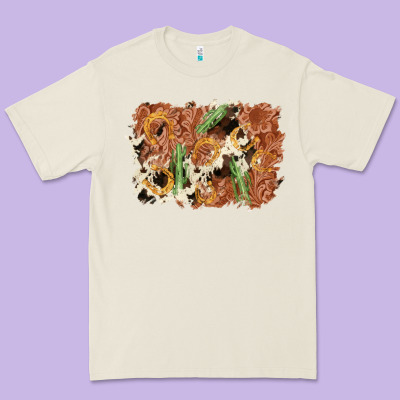 Horseshoe Cowhide Cactus Background Premium Tee Designed By Adodesignshop