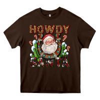 Chocolate Brown howdy santa Heavy Core Tee - AdoDesignShop