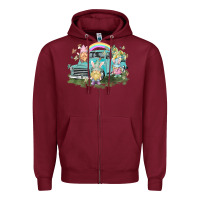 Burgundy Easter gnomies with truck Easter Day Zipper Hoodie - HowdyJamesFarm