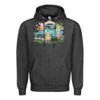 Charcoal Heather Easter gnomies with truck Easter Day Zipper Hoodie - HowdyJamesFarm
