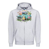 Heather Grey Easter gnomies with truck Easter Day Zipper Hoodie - HowdyJamesFarm