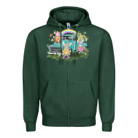 Sports Green Easter gnomies with truck Easter Day Zipper Hoodie - HowdyJamesFarm