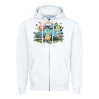 White Easter gnomies with truck Easter Day Zipper Hoodie - HowdyJamesFarm