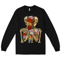 Black flower skeleton Long Sleeve Tee - RanaPortraitStore