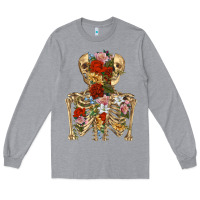 Heather Grey flower skeleton Long Sleeve Tee - RanaPortraitStore