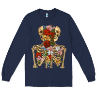 Navy flower skeleton Long Sleeve Tee - RanaPortraitStore
