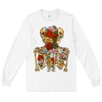 White flower skeleton Long Sleeve Tee - RanaPortraitStore