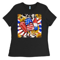 Patriotic Popsicles And Sunflowers Ladies Tee | Teevron