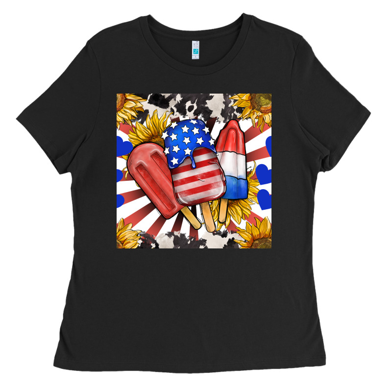 Patriotic Popsicles And Sunflowers Ladies Tee by BundleAndBundleShop | Teevron