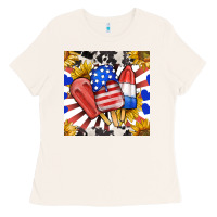 Bone patriotic popsicles and sunflowers Ladies Tee - BundleAndBundleShop