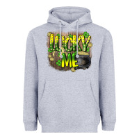 Heather Grey lucky me st. patricks day Heavyweight Hoodie - HowdyJamesFarm