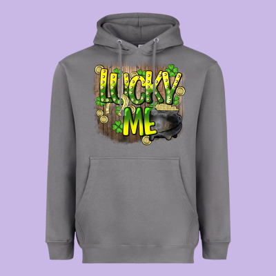 Lucky Me St. Patricks Day Heavyweight Hoodie Designed By Howdyjamesfarm