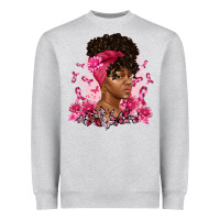 Heather Grey breast cancer afro woman Heavyweight Sweatshirt - Artiststas