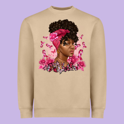 Breast Cancer Afro Woman Heavyweight Sweatshirt Designed By Artiststas