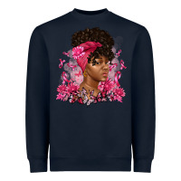 Navy breast cancer afro woman Heavyweight Sweatshirt - Artiststas