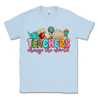 Dusty Blue teacher change the world Classic Tee - MaliasSmallBusiness