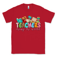 Red teacher change the world Classic Tee - MaliasSmallBusiness