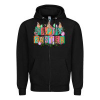 Black Happy Easter with plate letters Easter Day Zipper Hoodie - HowdyJamesFarm