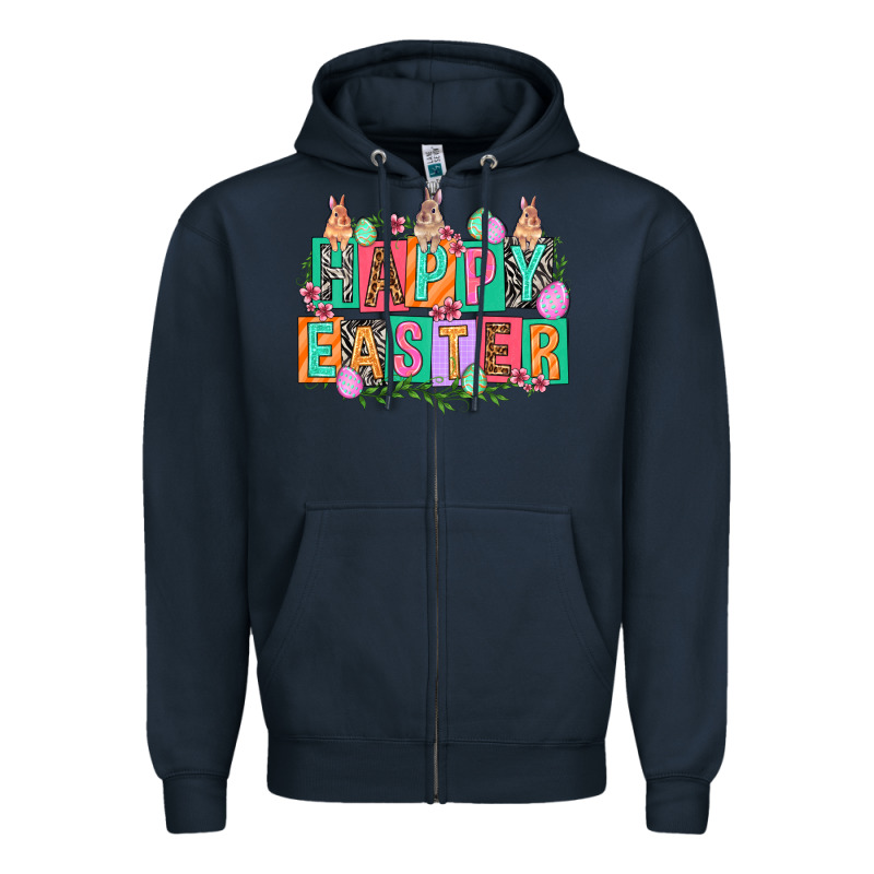 Happy Easter With Plate Letters Easter Day Zipper Hoodie by HowdyJamesFarm | Teevron