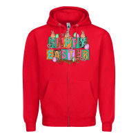 Red Happy Easter with plate letters Easter Day Zipper Hoodie - HowdyJamesFarm