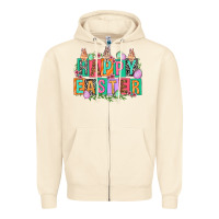 Sandshell Happy Easter with plate letters Easter Day Zipper Hoodie - HowdyJamesFarm