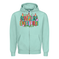 Seafoam Happy Easter with plate letters Easter Day Zipper Hoodie - HowdyJamesFarm