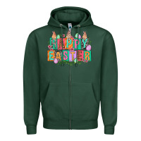 Sports Green Happy Easter with plate letters Easter Day Zipper Hoodie - HowdyJamesFarm