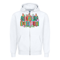 White Happy Easter with plate letters Easter Day Zipper Hoodie - HowdyJamesFarm