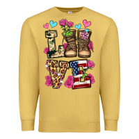 Antique Gold love valentine's day army boots olivia Premium Sweatshirt - OliviaCreatesArt