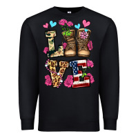 Black love valentine's day army boots olivia Premium Sweatshirt - OliviaCreatesArt