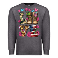 Charcoal Heather love valentine's day army boots olivia Premium Sweatshirt - OliviaCreatesArt