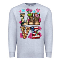 Heather Grey love valentine's day army boots olivia Premium Sweatshirt - OliviaCreatesArt