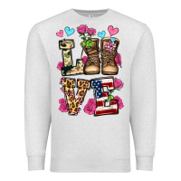 Oatmeal Heather love valentine's day army boots olivia Premium Sweatshirt - OliviaCreatesArt