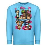 Ocean Blue love valentine's day army boots olivia Premium Sweatshirt - OliviaCreatesArt