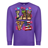 Purple love valentine's day army boots olivia Premium Sweatshirt - OliviaCreatesArt