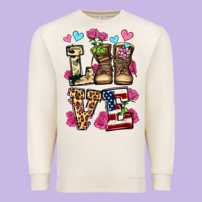 Love Valentine's Day Army Boots Olivia Premium Sweatshirt Designed By Oliviacreatesart