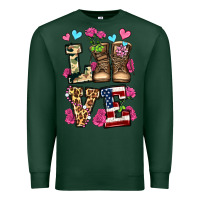 Sports Green love valentine's day army boots olivia Premium Sweatshirt - OliviaCreatesArt