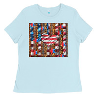 Baby Blue western usa flag heart and stars tumbler Ladies Tee - Artiststas
