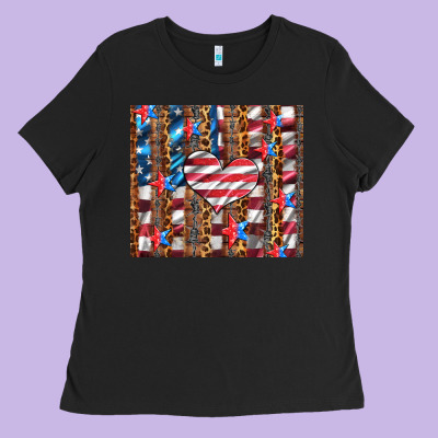 Western Usa Flag Heart And Stars Tumbler Ladies Tee Designed By Artiststas