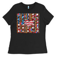 Black western usa flag heart and stars tumbler Ladies Tee - Artiststas