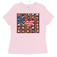Bubblegum Pink western usa flag heart and stars tumbler Ladies Tee - Artiststas