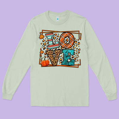 Fall Autumn Leopard Love Long Sleeve Tee Designed By Lillyallendesigns