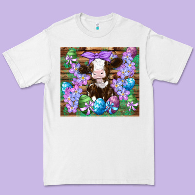 Easter Cow Eggs Flowers Daisys Premium Tee Designed By Artiststas
