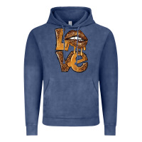 Vintage Denim love leopard with lips Vintage Hoodie - NancyCooperArtShop