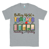 Heather Grey battery life of a teacher monday friday Classic Tee - MaliasSmallBusiness