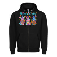 Black Happy Easter gnomies Easter Day Zipper Hoodie - HowdyJamesFarm