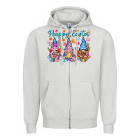 Dove Grey Happy Easter gnomies Easter Day Zipper Hoodie - HowdyJamesFarm
