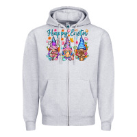 Heather Grey Happy Easter gnomies Easter Day Zipper Hoodie - HowdyJamesFarm