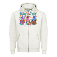 Oatmeal Heather Happy Easter gnomies Easter Day Zipper Hoodie - HowdyJamesFarm
