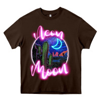 Chocolate Brown neon moon Heavy Core Tee - JahusDesignShop